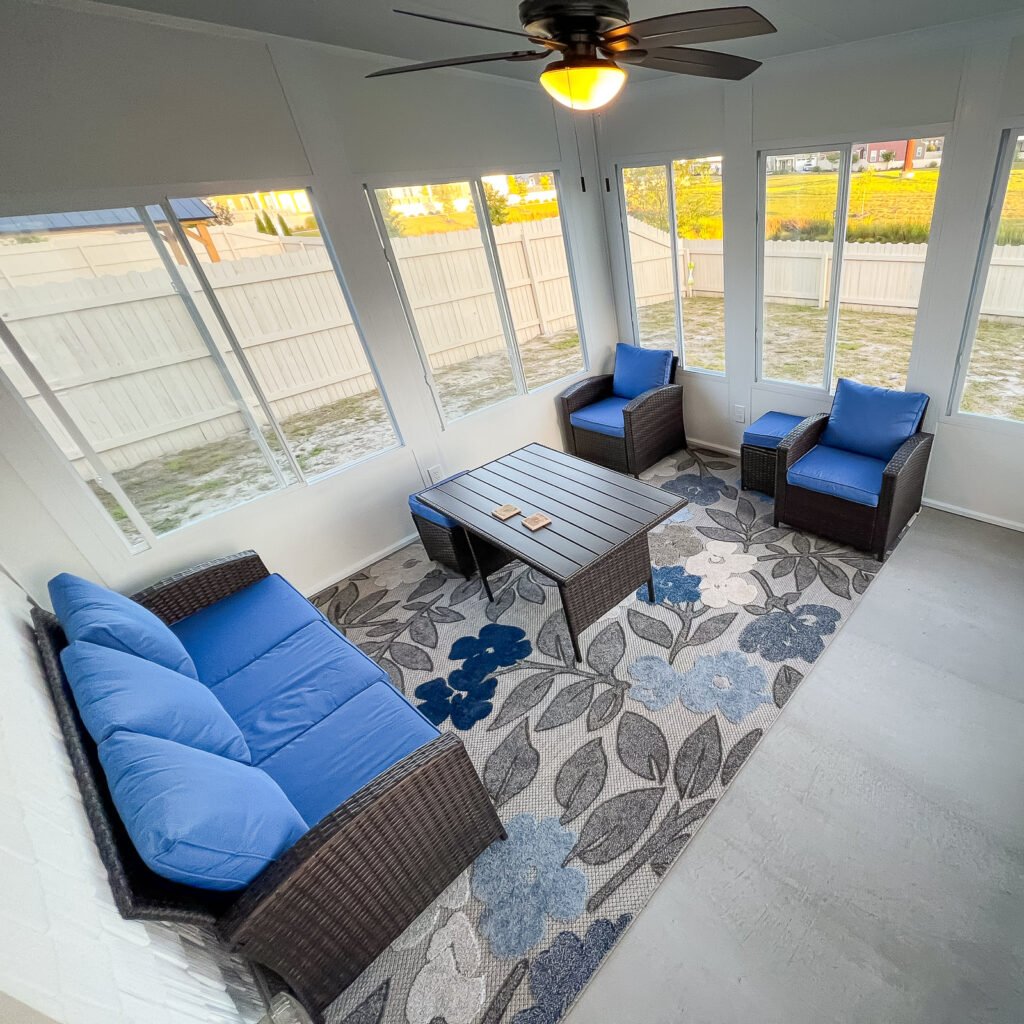 Eze-Breeze Enclosure Contractor project featuring a three season porch with Eze-Breeze windows in Chesapeake