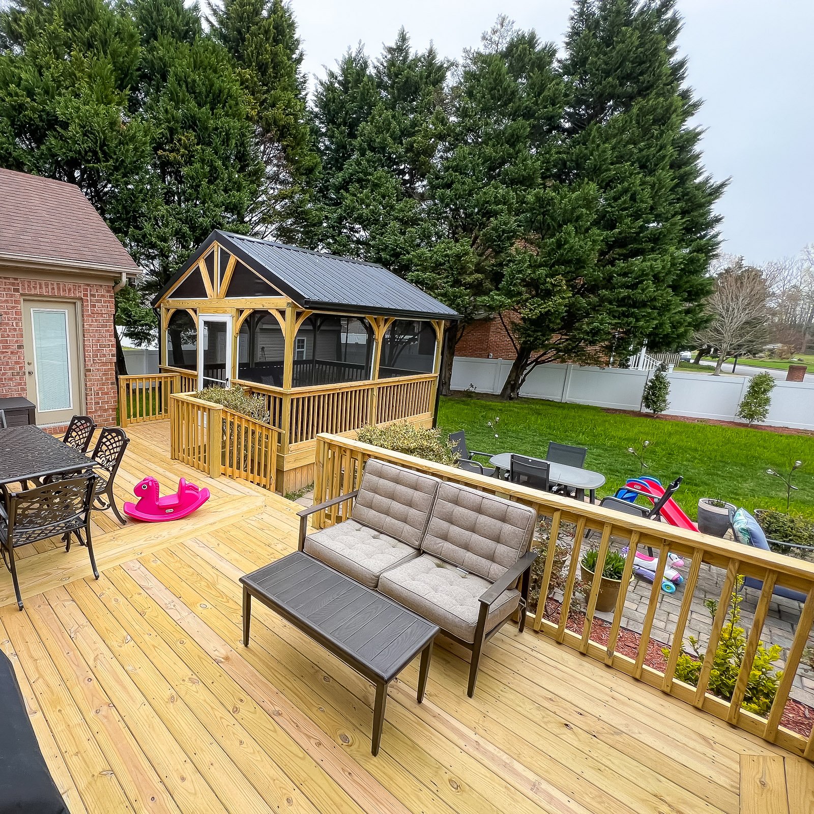 Wood Deck Builder project featuring a completed wood deck installation in Chesapeake