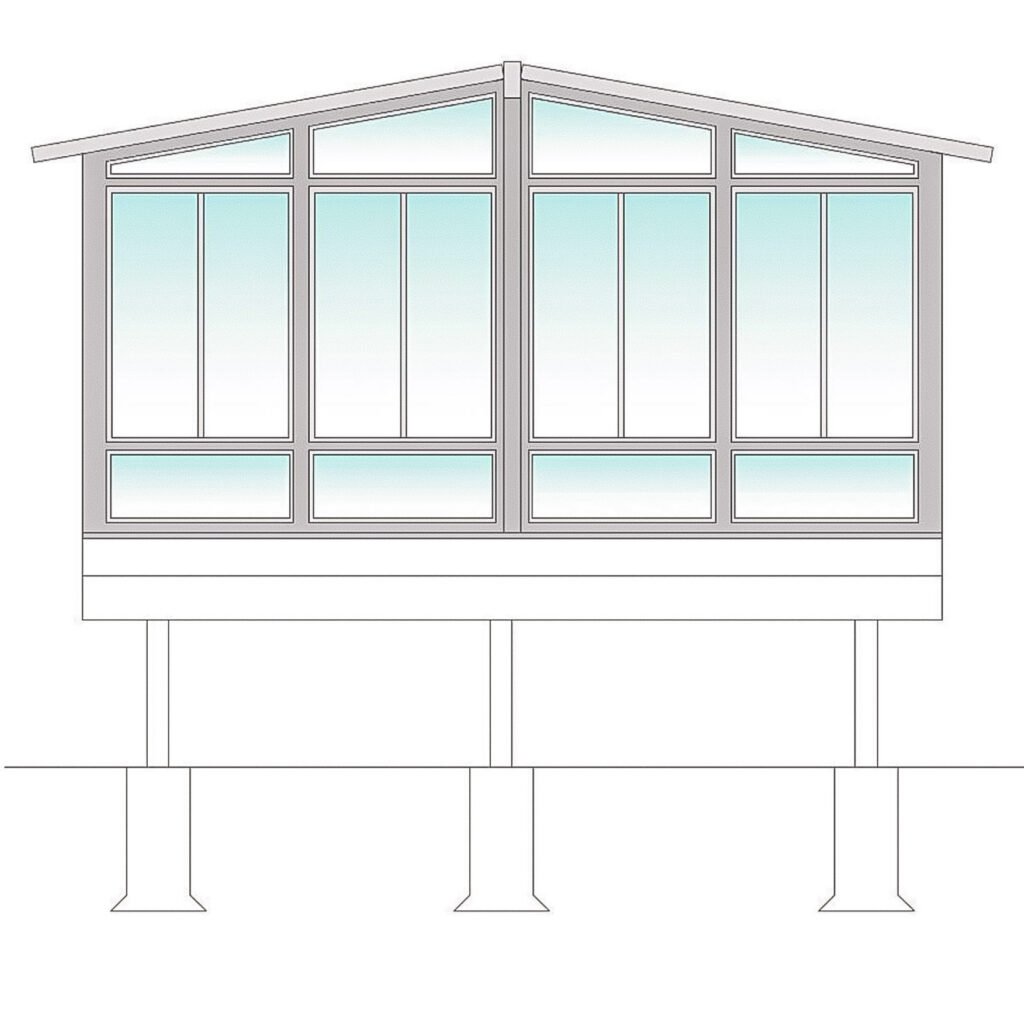 Gable glass porch enclosure with transoms by an Outdoor Living Contractor in Hampton