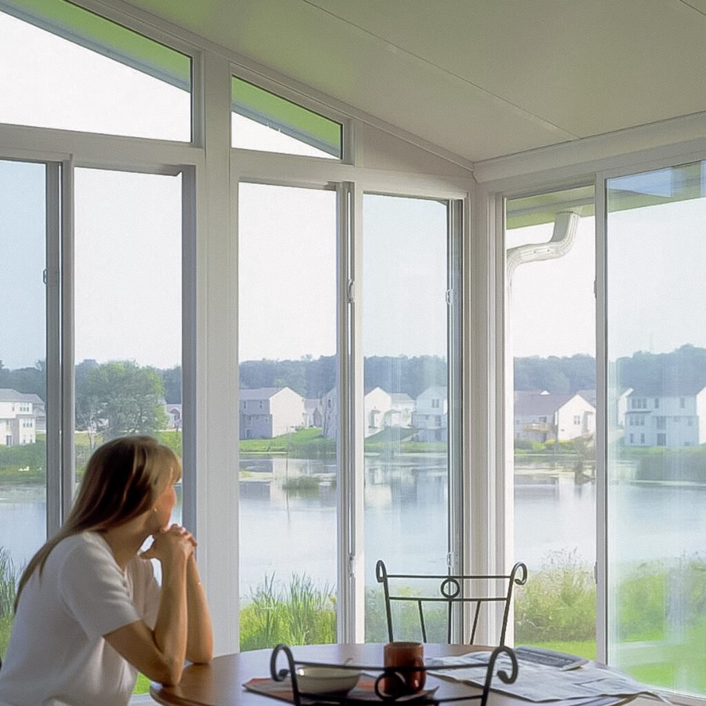 Sunroom Addition Builder project featuring a glass gable sunroom addition attached to a Hampton Roads home