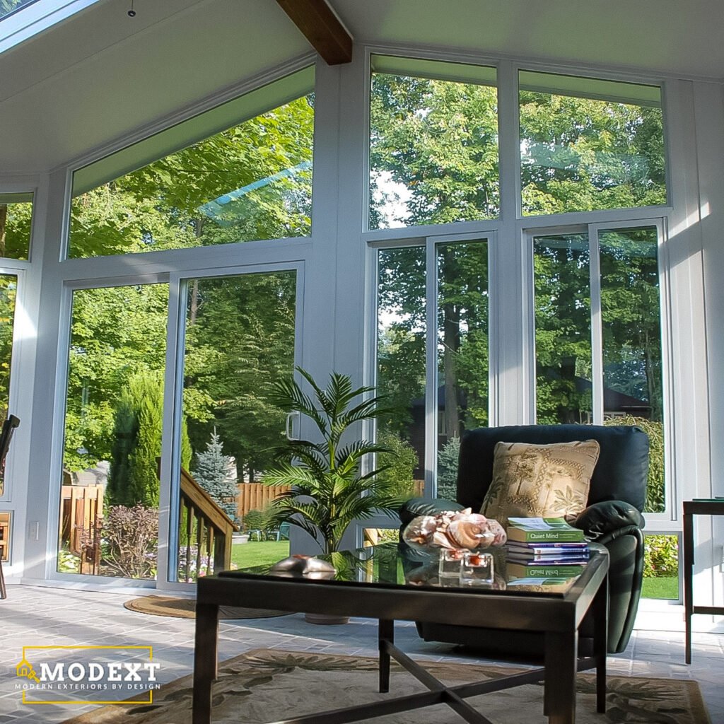 Gable sunroom with large glass walls by an Outdoor Living Contractor in James City County