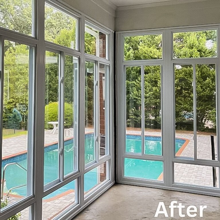 Glass three-season sunroom enclosure in Hampton Roads